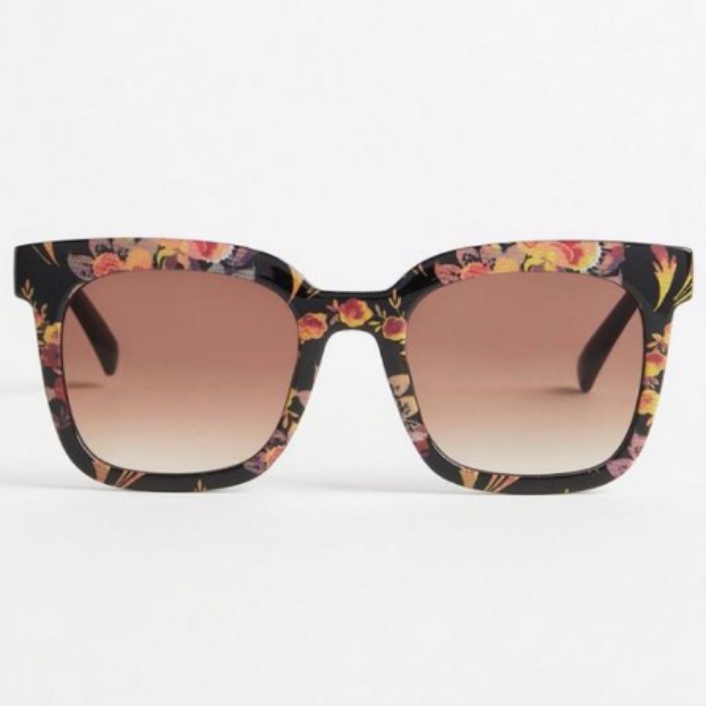 🆕🕶️ Black Floral Square Smoke Lens Sunglasses NWT Torrid New!